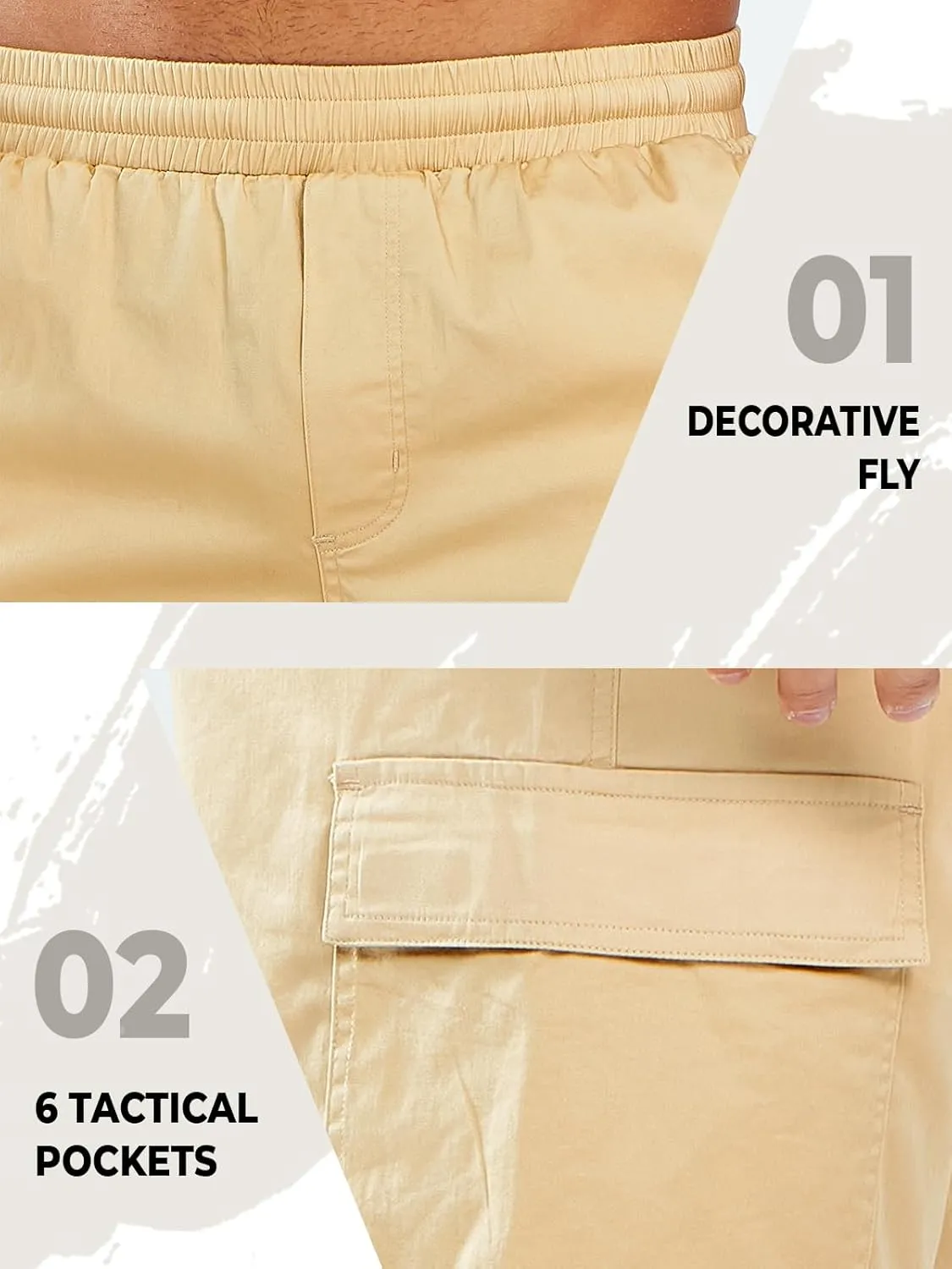 NORTHYARD Mens Twill Casual Cotton Cargo Shorts Drawstring Elastic Waist & 6 Pockets Classic Work Shorts for Men