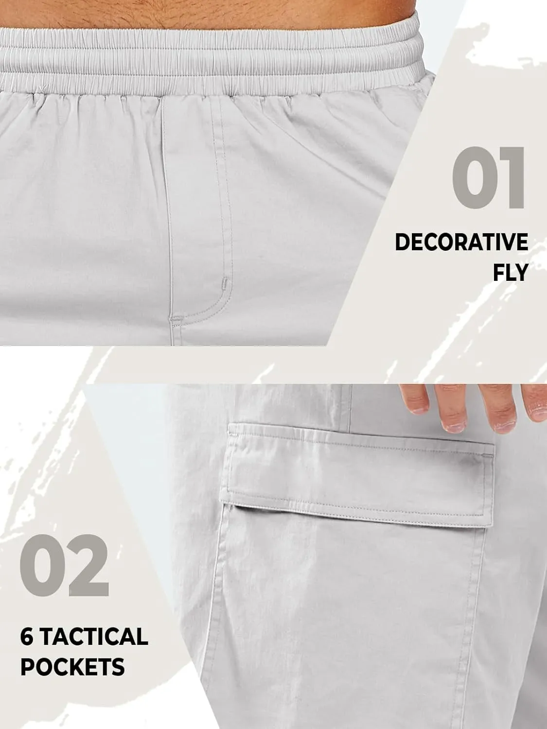 NORTHYARD Mens Twill Casual Cotton Cargo Shorts Drawstring Elastic Waist & 6 Pockets Classic Work Shorts for Men