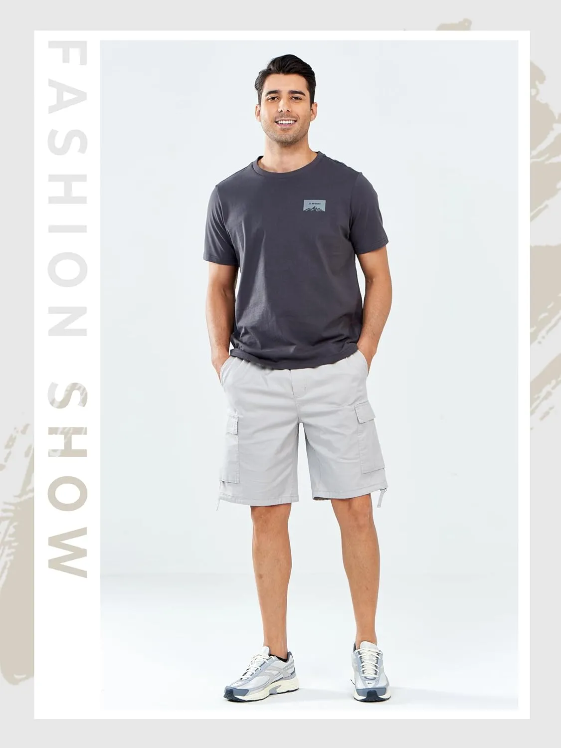 NORTHYARD Mens Twill Casual Cotton Cargo Shorts Drawstring Elastic Waist & 6 Pockets Classic Work Shorts for Men