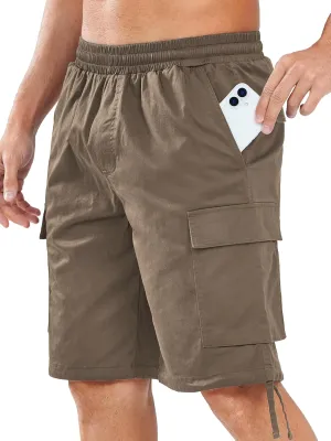 NORTHYARD Mens Twill Casual Cotton Cargo Shorts Drawstring Elastic Waist & 6 Pockets Classic Work Shorts for Men