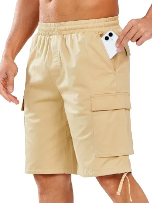 NORTHYARD Mens Twill Casual Cotton Cargo Shorts Drawstring Elastic Waist & 6 Pockets Classic Work Shorts for Men