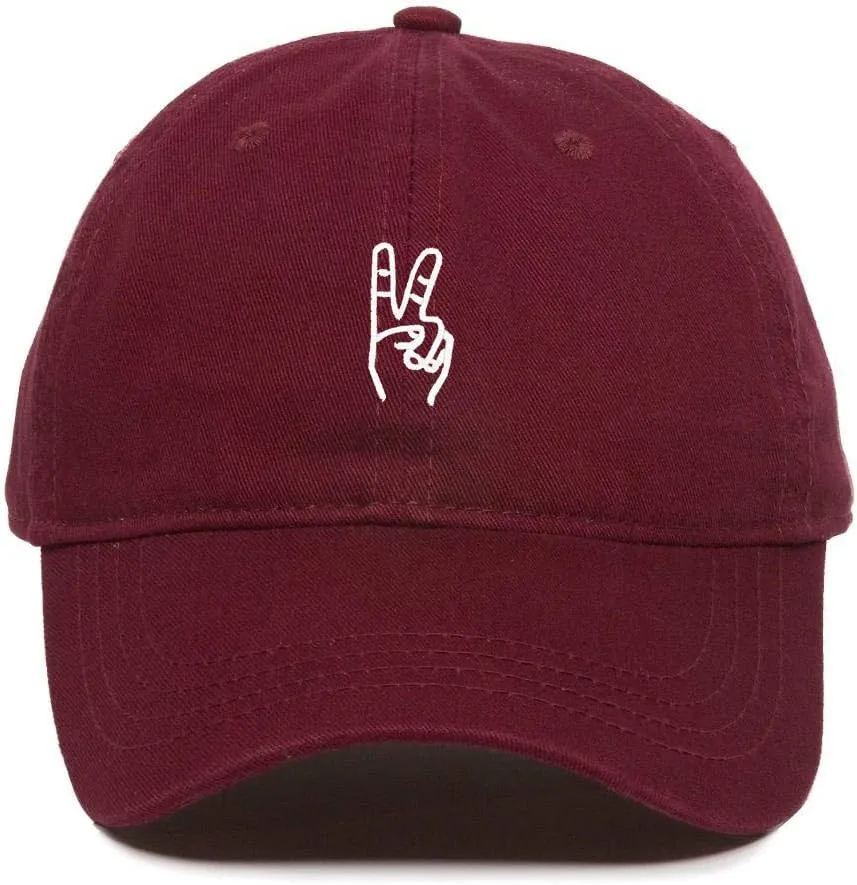 Peace Sign Baseball Cap Embroidered Cotton Adjustable Dad Hat