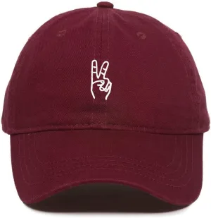Peace Sign Baseball Cap Embroidered Cotton Adjustable Dad Hat