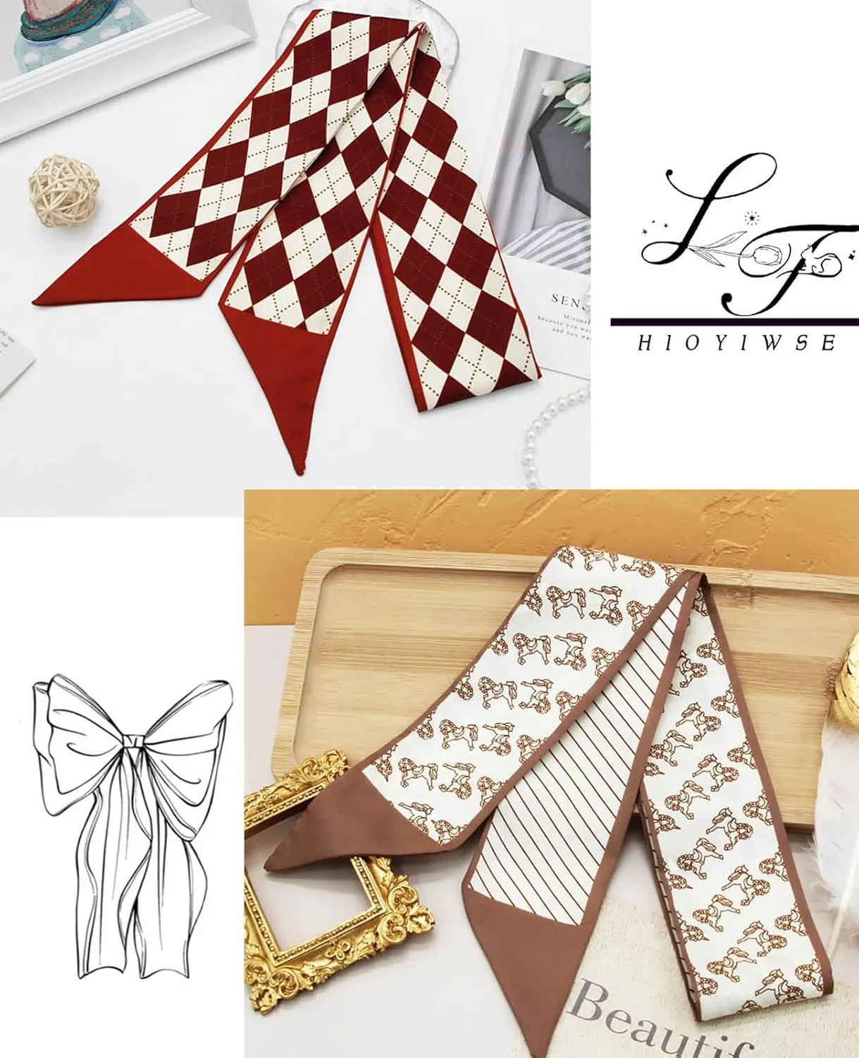 Purse Scarf Handbags For Women Skinny Hair Neck Accessories Scarves With Bag Scarfs Handle Fashion Lightweight