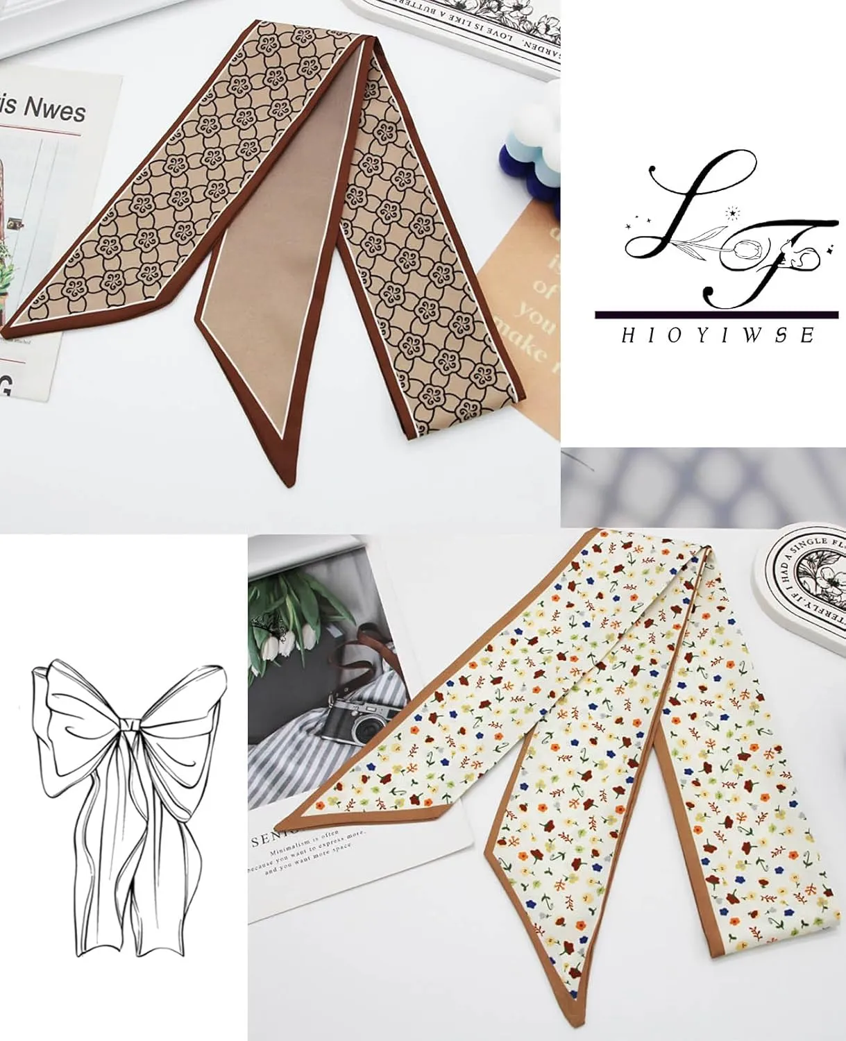 Purse Scarf Handbags For Women Skinny Hair Neck Accessories Scarves With Bag Scarfs Handle Fashion Lightweight