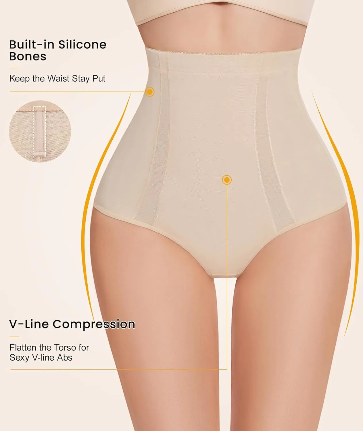 SIMIYA Thong Shapewear Tummy Control for Women High Waisted Stay-Put Body Shaper Girdle Compression Shapewear Thong