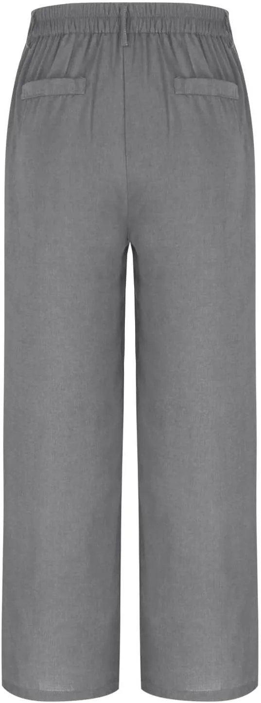 Sinzelimin Womens Suit Pants Fashion Solid Color Button Zip Closure Stretch Comfy Dressy Casual Trouser Office Work Sweatpant