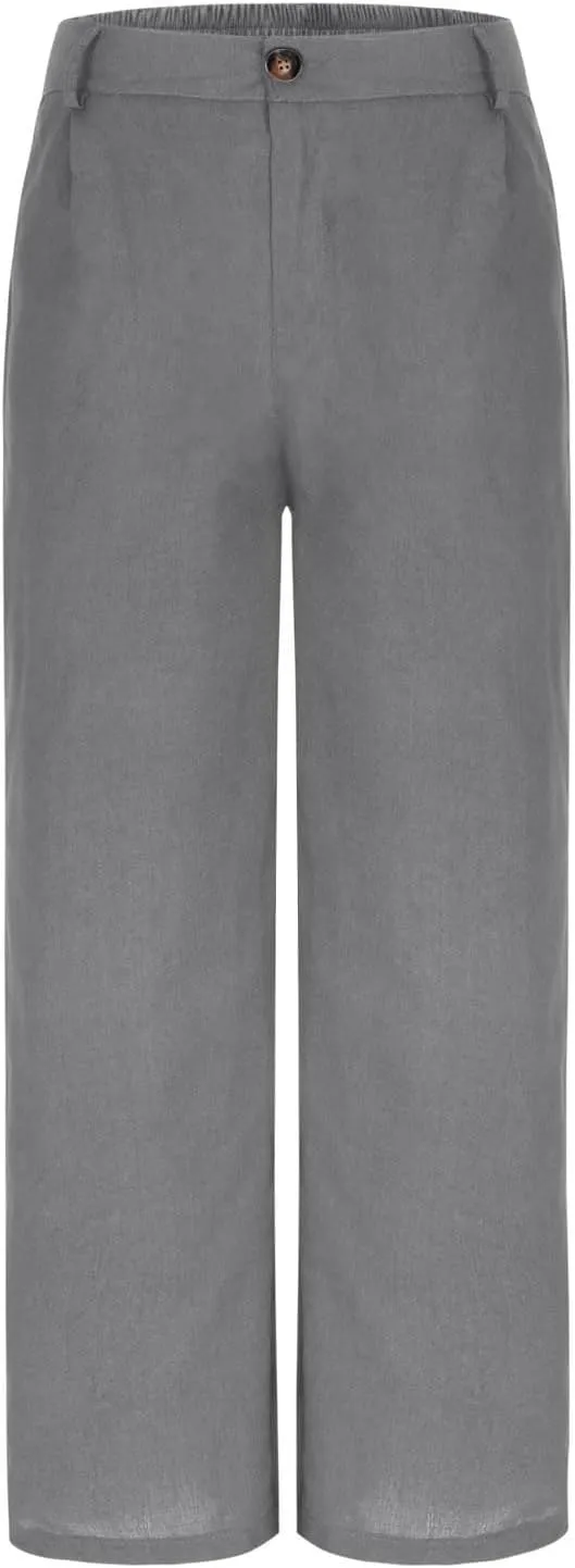 Sinzelimin Womens Suit Pants Fashion Solid Color Button Zip Closure Stretch Comfy Dressy Casual Trouser Office Work Sweatpant