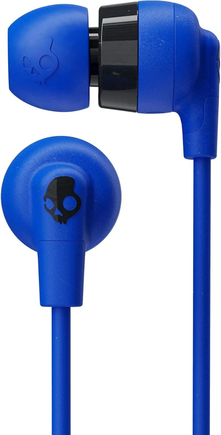 Skullcandy Inkd  Wired Earbuds with 3.5mm Plug, Noise Isolating Fit, Built-in Microphone Call and Track Control, Ear Gel Sizes Included for Custom Fit, Convenient for Travel (3 Pack) - Cobalt Blue