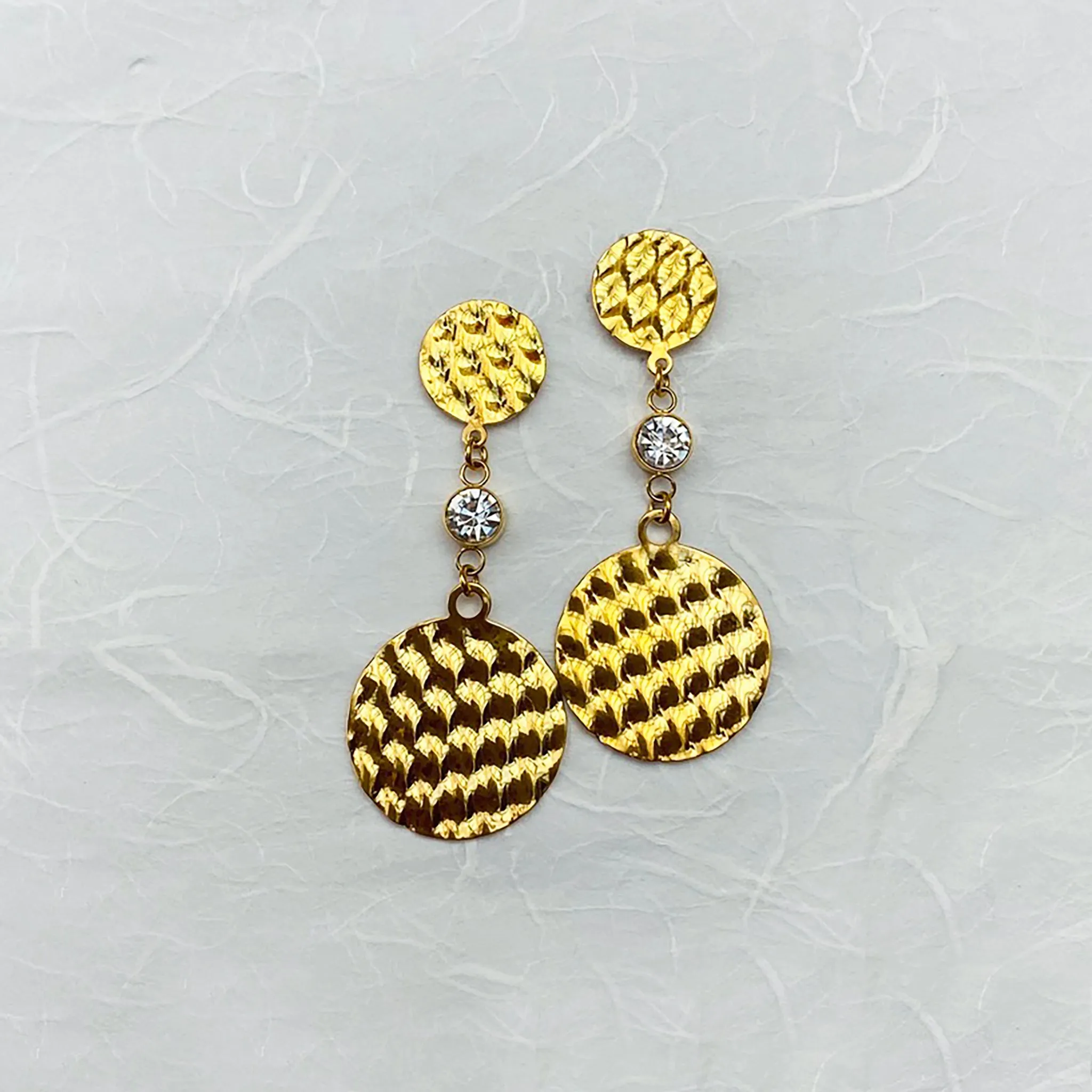 Stainless Steel Gold Plated Circle Drop Earrings