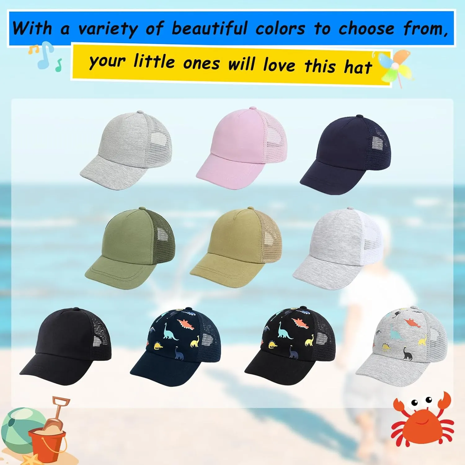 Toddler Baseball hat Baby Cap Sun hat Printed Dinosaur Motif Kids Boys Girls Age 0-8T