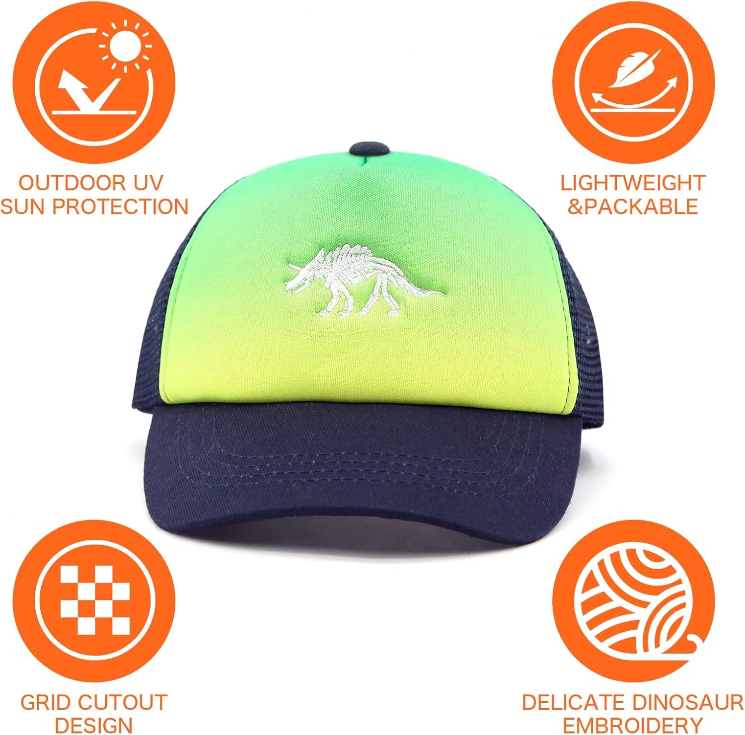 Toddler Baseball hat Baby Cap Sun hat Printed Dinosaur Motif Kids Boys Girls Age 0-8T