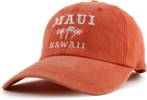 Trendy Apparel Shop Maui Hawaii with Palm Tree Embroidered Unstructured Baseball Cap