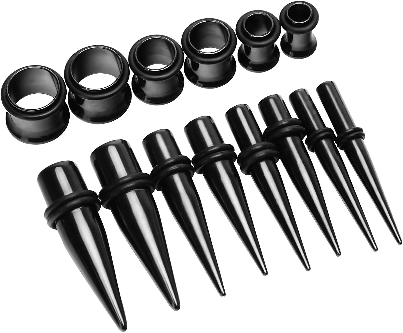 vcmart 14G-00G 36 pcs Ear Gauges Stretching Kit Tapers Plugs Eyelets Implant Grade Steel