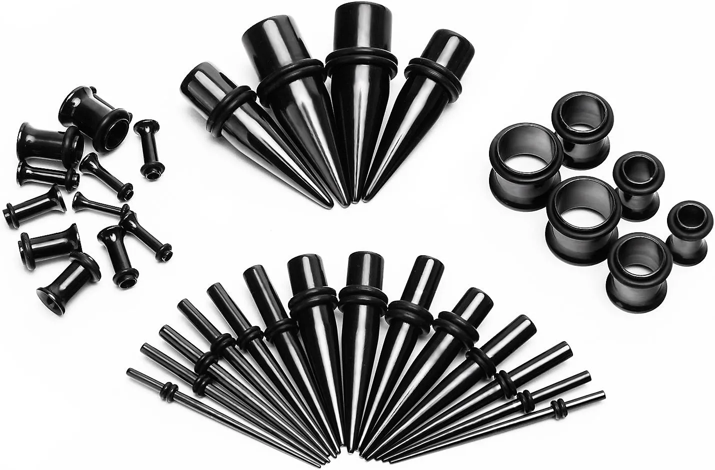 vcmart 14G-00G 36 pcs Ear Gauges Stretching Kit Tapers Plugs Eyelets Implant Grade Steel