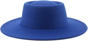 Vsadsau Women Men Fedoras Hats Solid Dome Round Top Wide Brim Hats Felted Jazz Fedoras