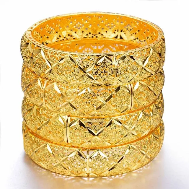 WANDO New Fashion lady Luxury Gold Color Jewelry Bangles Ethiopian African Women Dubai Bracelet Party wedding Halloween Gifts
