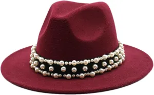 Women's Fedoras Wool Hat Classic Jazz Hat Travel Men's Wild Brim Hat Outdoor 6 59-61cm