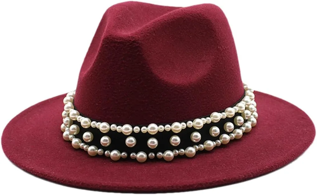 Women's Fedoras Wool Hat Classic Jazz Hat Travel Men's Wild Brim Hat Outdoor 6 59-61cm