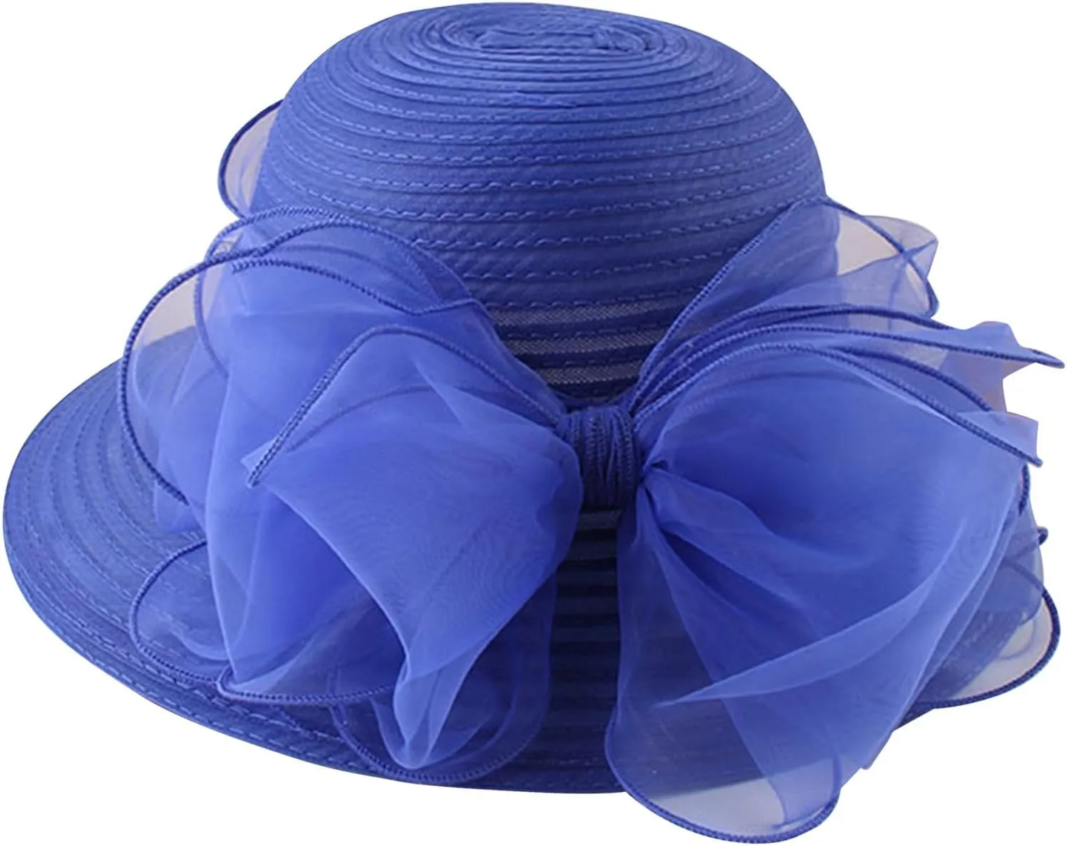 Wool Fascinator Hat Winter Wool Felt Hat for Women Wedding Church Hat Veil Bowknot Fedoras Tea Hat (Blue, One Size)