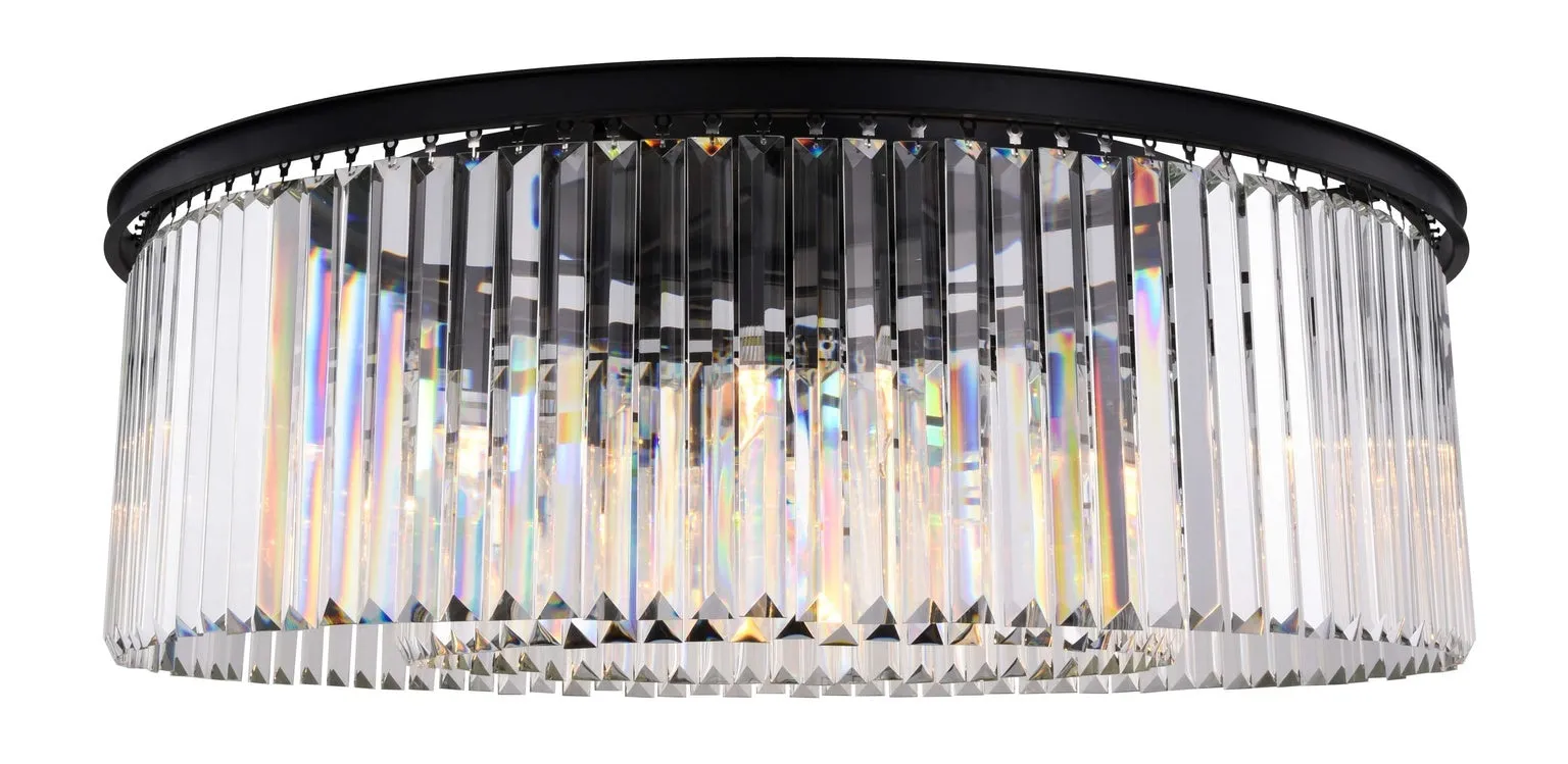 ZC121-1238F43MB/RC - Urban Classic: Sydney 10 light Matte Black Flush Mount Clear Royal Cut Crystal